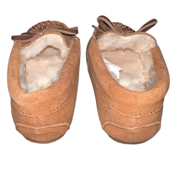 NWOB J Crew Crewcuts Kids Sherpa Lodge Slippers Moccasins Melted Caramel Tan - Picture 4 of 6